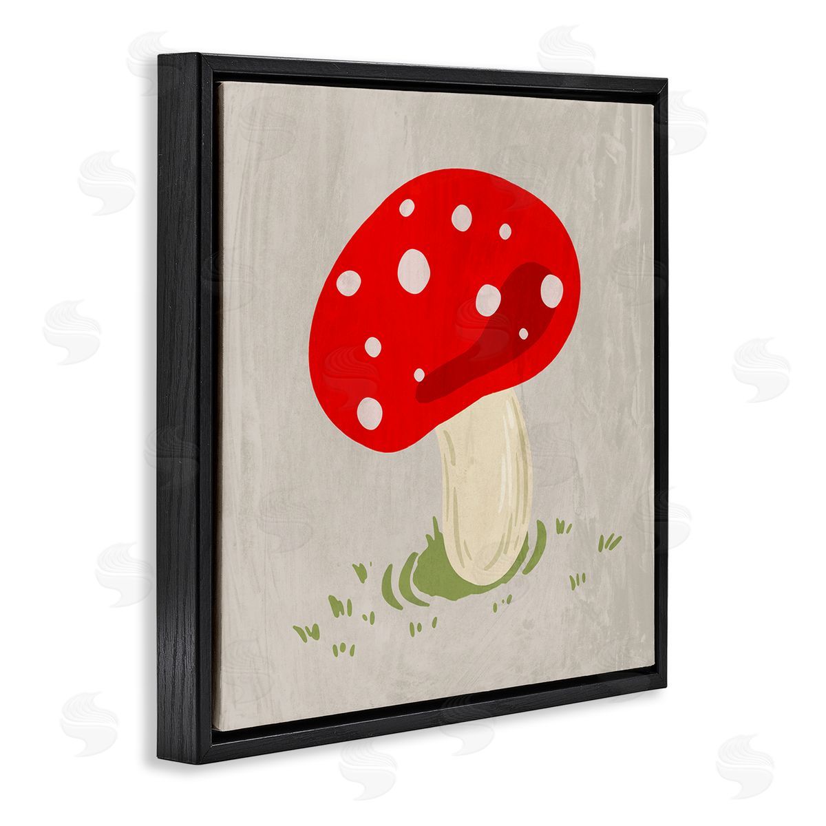 Ziwei Li Red Spotted Mushroom Black Floating Frame Canvas Wall Art Print