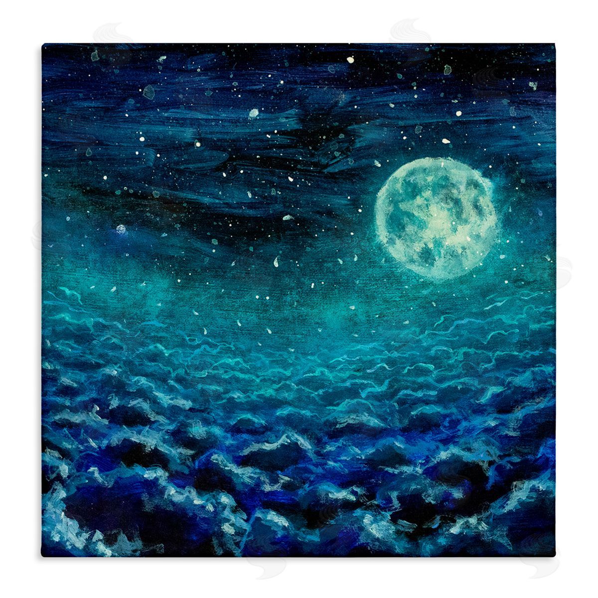 Valery Rybakow Moon & Clouds Painting Stretched Canvas Wall Art Print