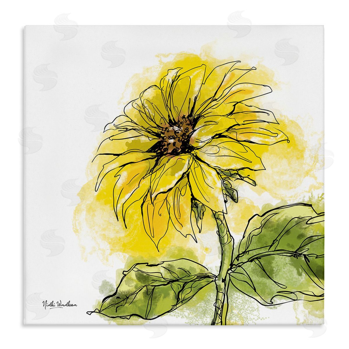Nidhi Wadhwa Modern Splash Sunflower Stretched Canvas Wall Art Print