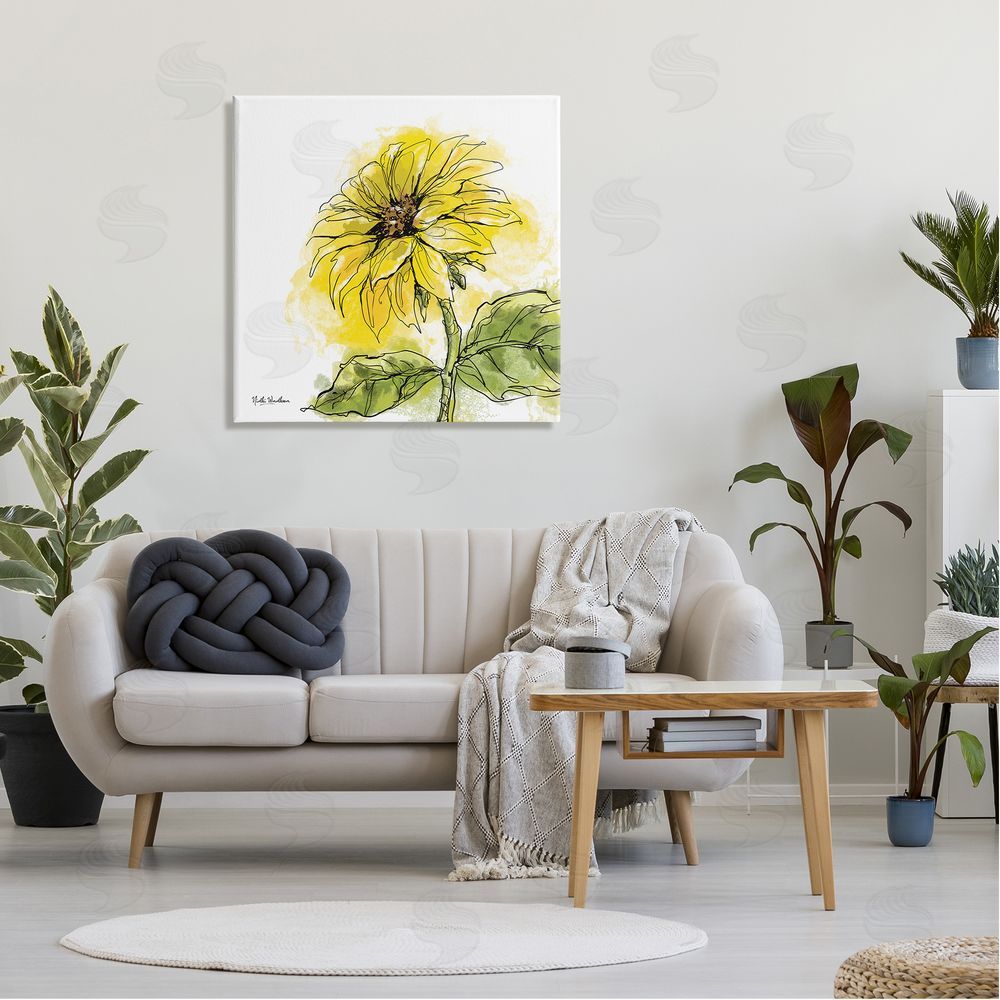 Nidhi Wadhwa Modern Splash Sunflower Canvas Wall Art in Room