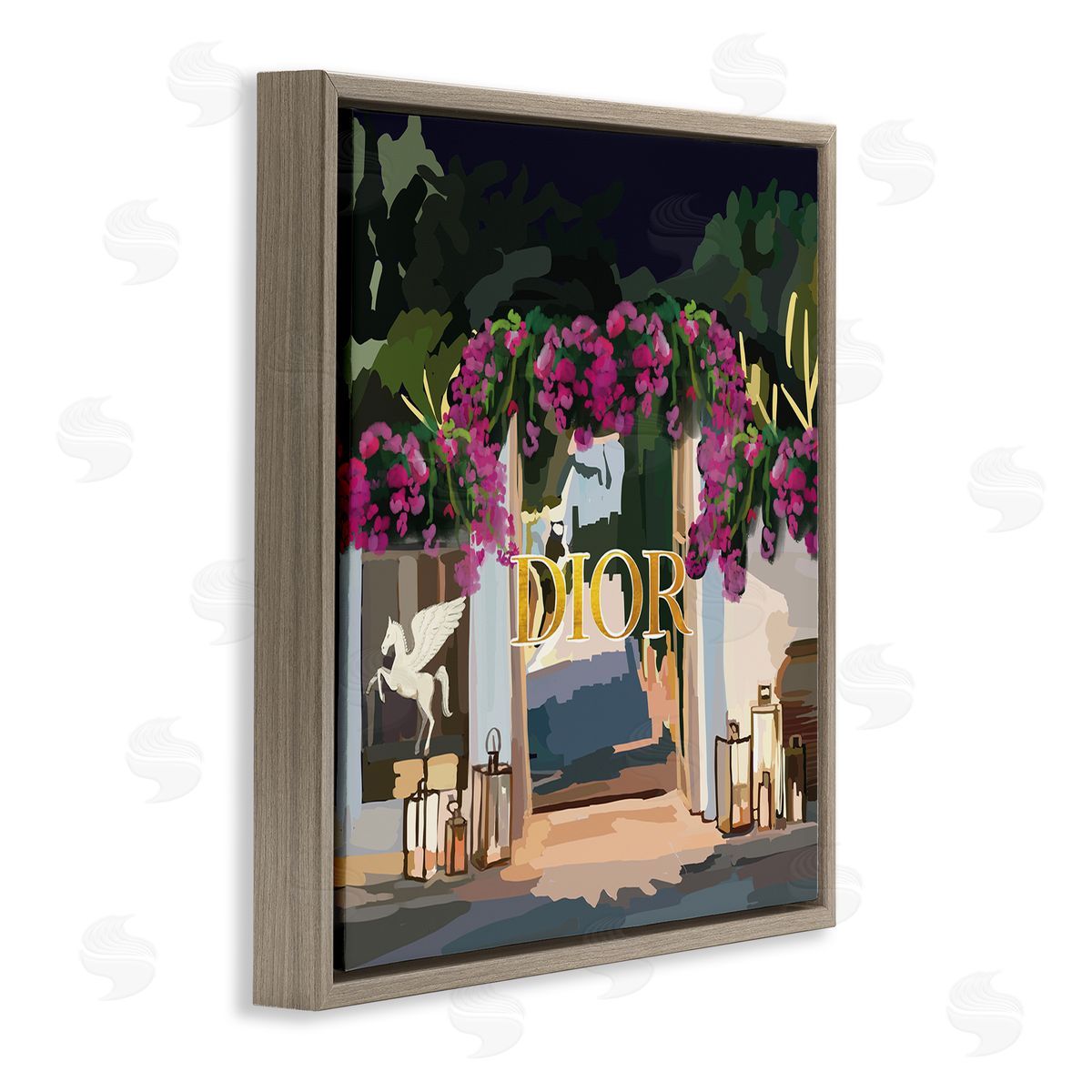 Amelia Noyes Fashion Shop Landscape Brown Floating Frame Canvas Wall Art Print