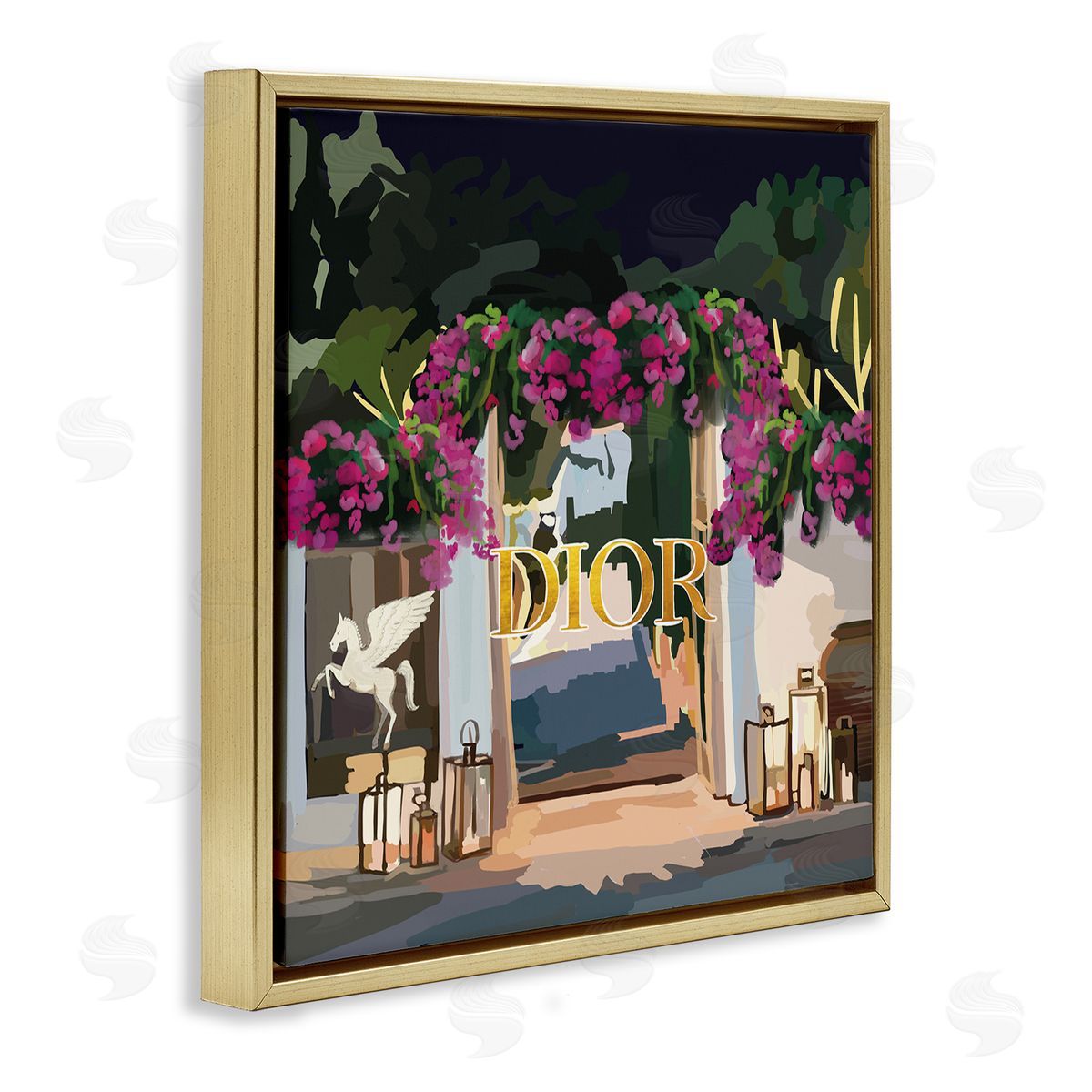 Amelia Noyes Fashion Shop Landscape Gold Floating Frame Canvas Wall Art Print