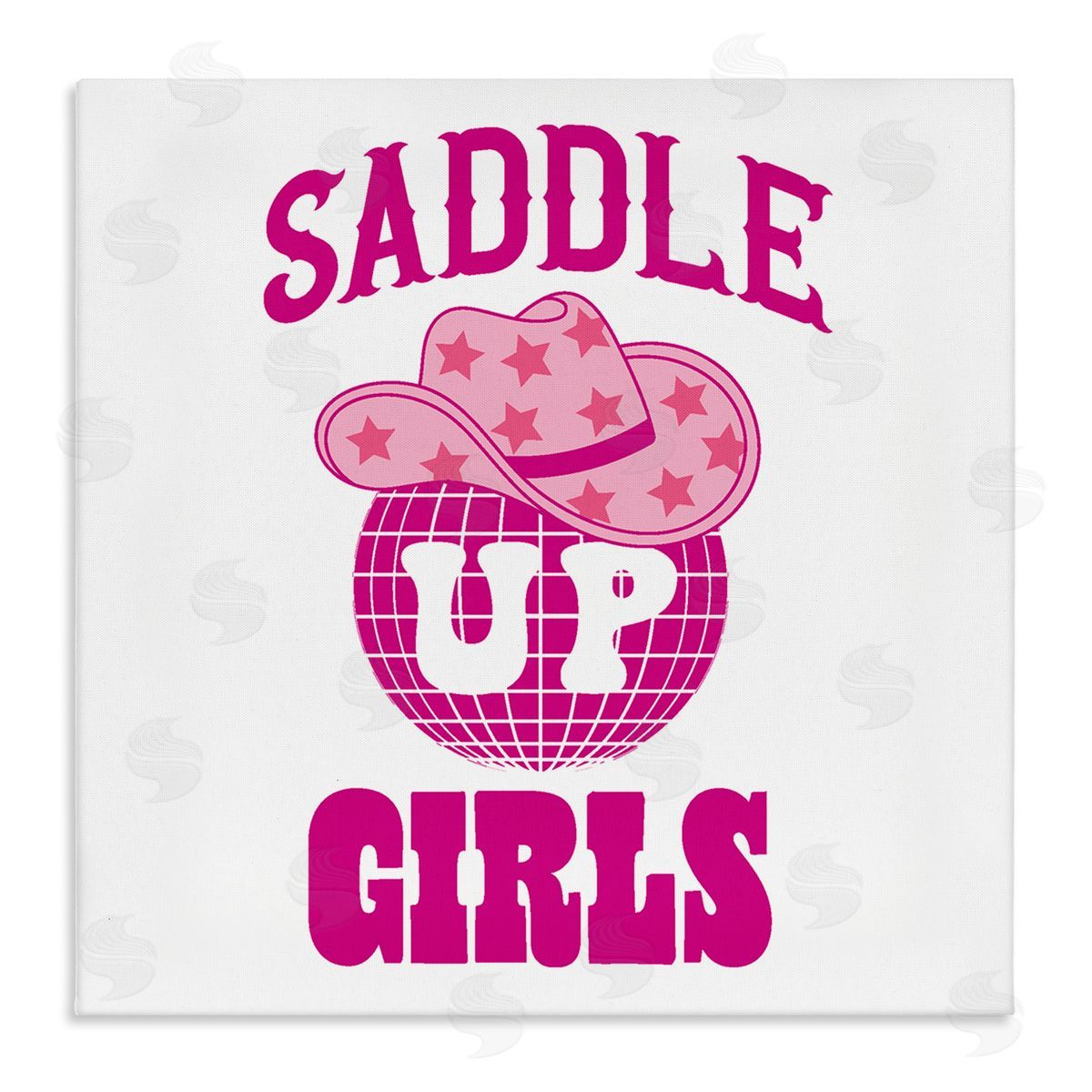 Emily Dumas Saddle Up Girls Phrase Stretched Canvas Wall Art Print