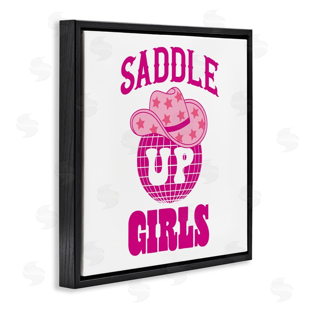 Emily Dumas Saddle Up Girls Phrase Black Floating Frame Canvas Wall Art Print