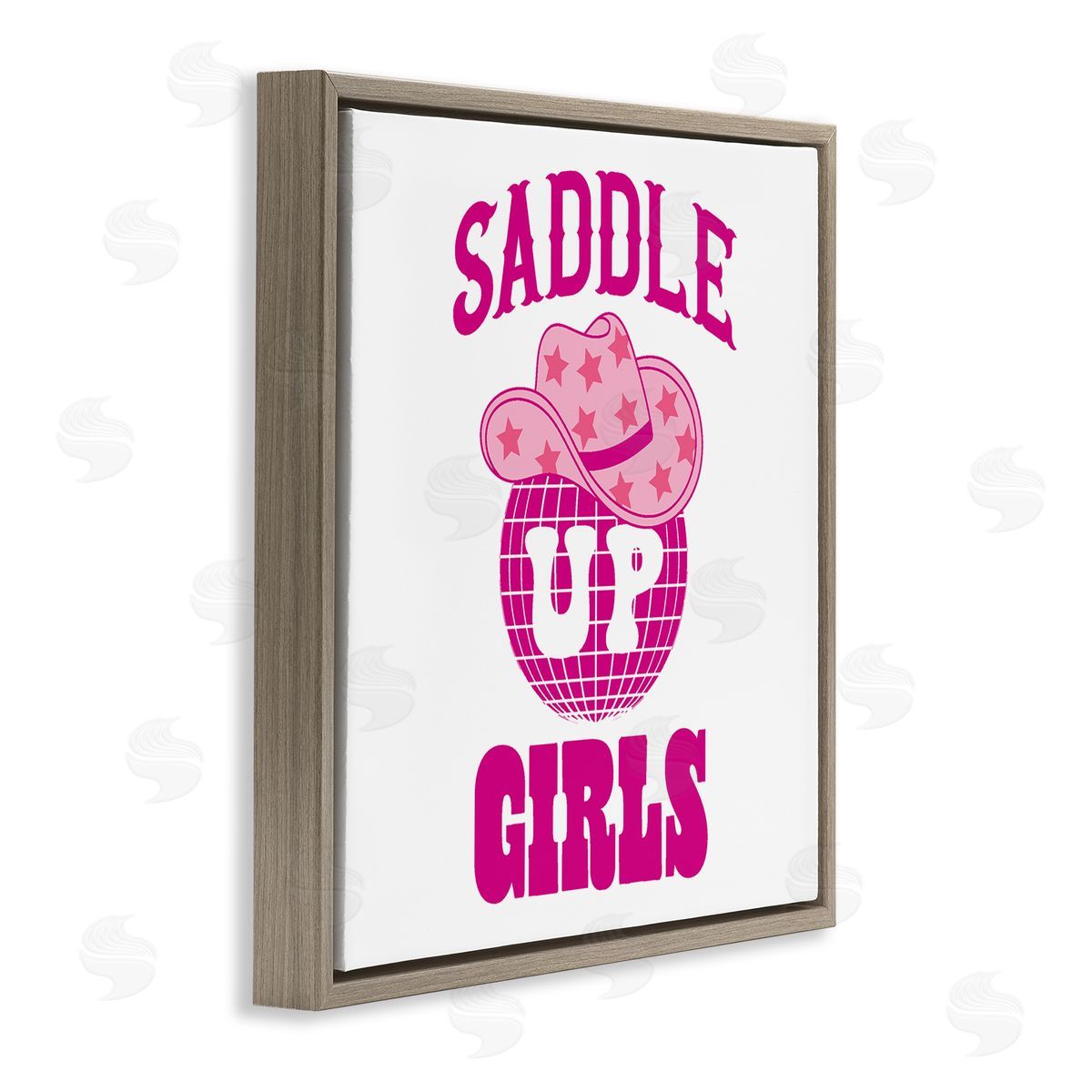 Emily Dumas Saddle Up Girls Phrase Brown Floating Frame Canvas Wall Art Print