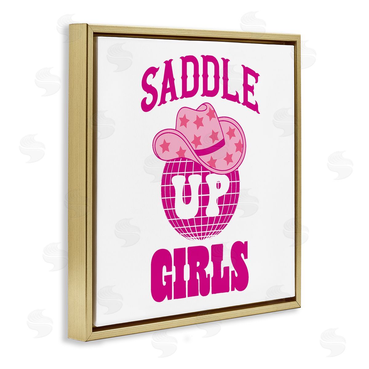 Emily Dumas Saddle Up Girls Phrase Gold Floating Frame Canvas Wall Art Print