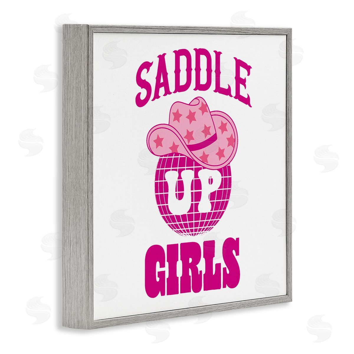 Emily Dumas Saddle Up Girls Phrase Gray Framed Glicee Wall Art Print