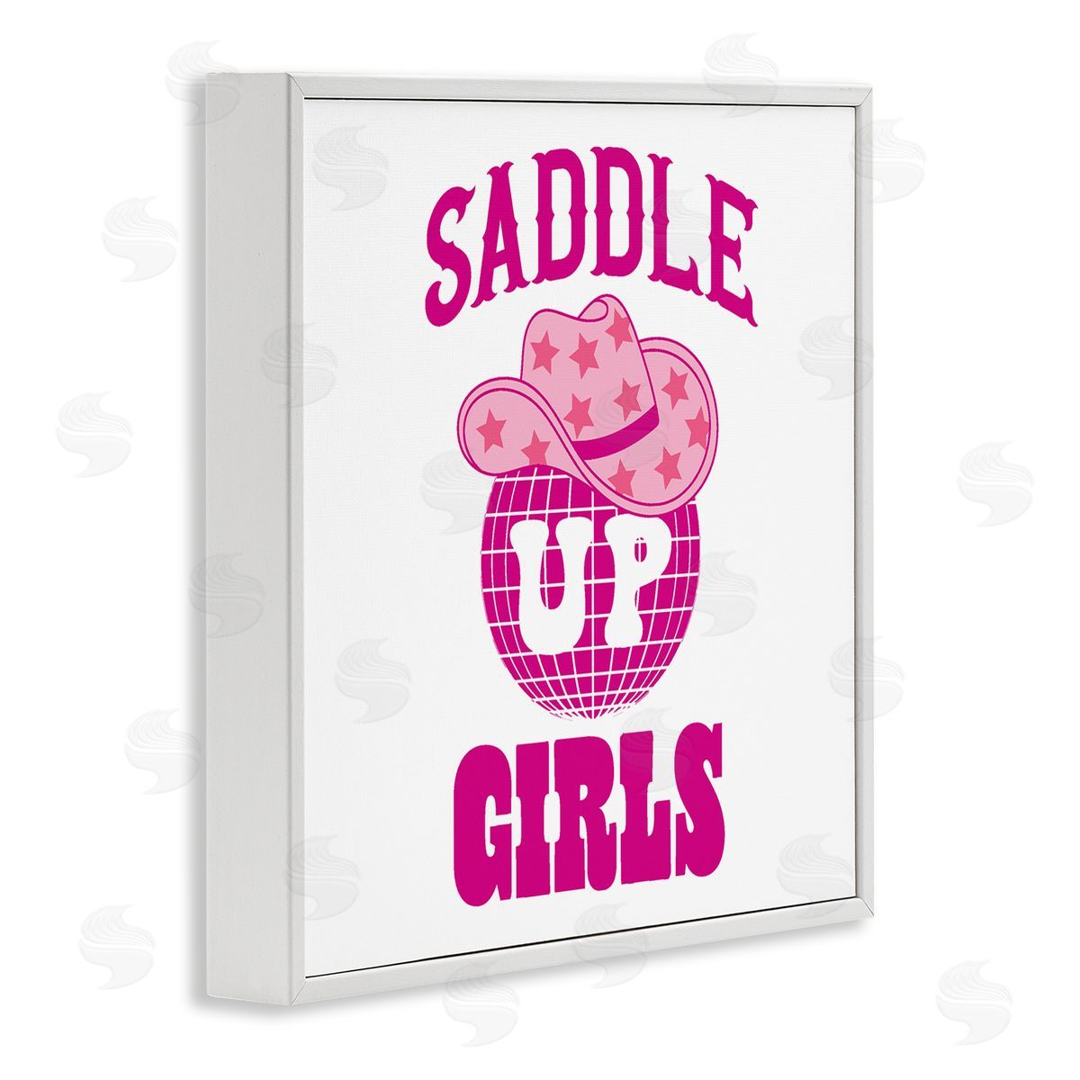 Emily Dumas Saddle Up Girls Phrase White Framed Glicee Wall Art Print