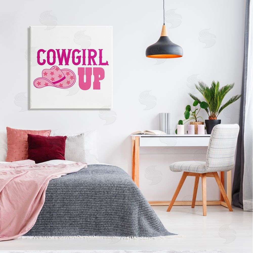 Emily Dumas Cowgirl Up Western Phrase Canvas Wall Art in Room