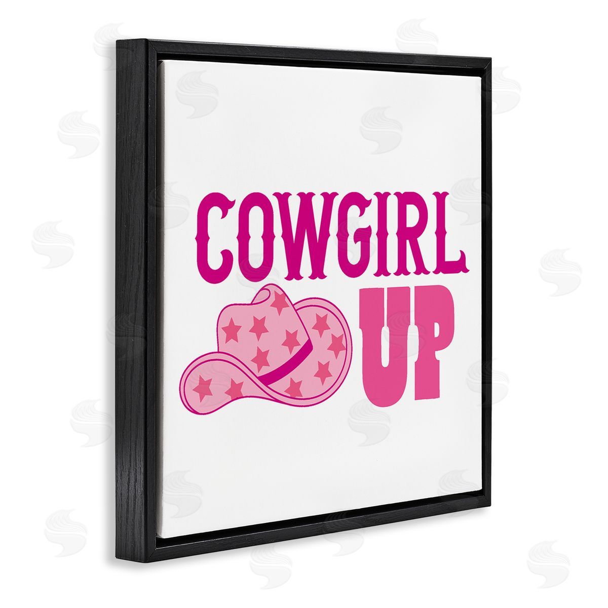 Emily Dumas Cowgirl Up Western Phrase Black Floating Frame Canvas Wall Art Print