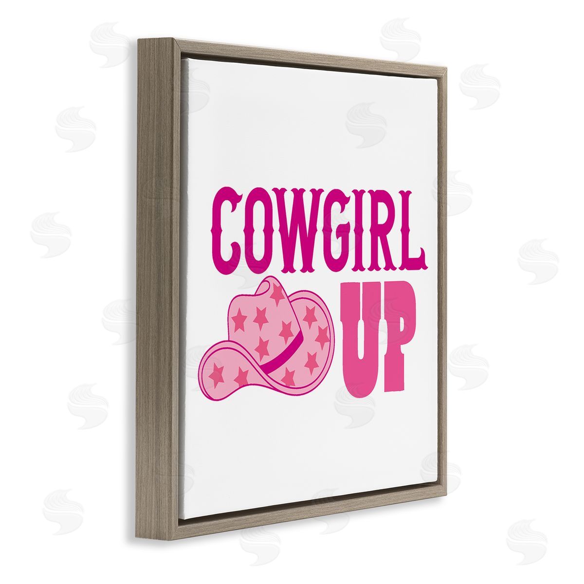 Emily Dumas Cowgirl Up Western Phrase Brown Floating Frame Canvas Wall Art Print