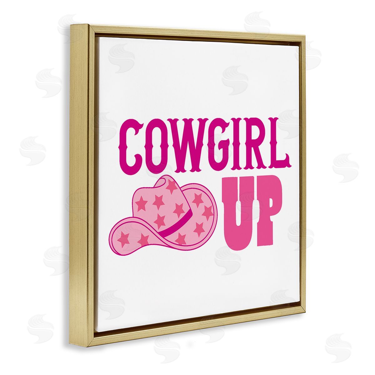 Emily Dumas Cowgirl Up Western Phrase Gold Floating Frame Canvas Wall Art Print