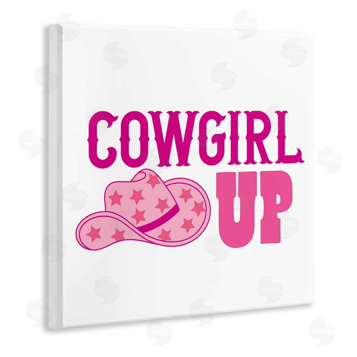 Emily Dumas Cowgirl Up Western Phrase Wooden Wall Plaque Art Print