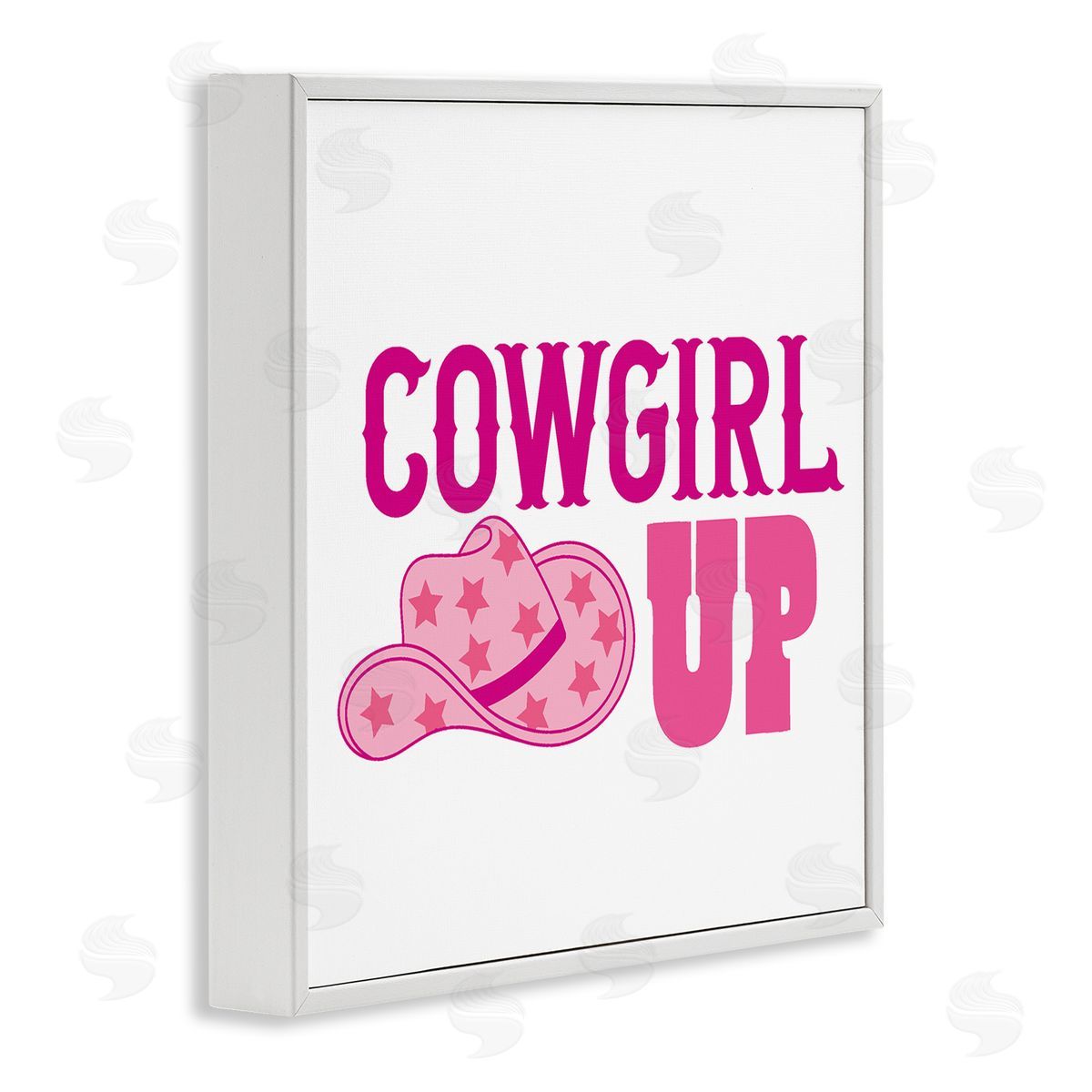 Emily Dumas Cowgirl Up Western Phrase White Framed Glicee Wall Art Print