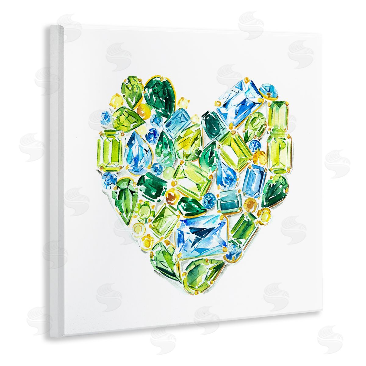 Enya Todd Green Gemstones Heart Wooden Wall Plaque Art Print