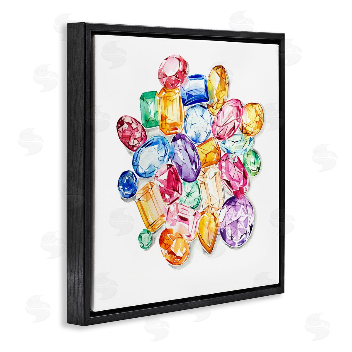 Enya Todd Luxury Fashion Gemstones Black Floating Frame Canvas Wall Art Print