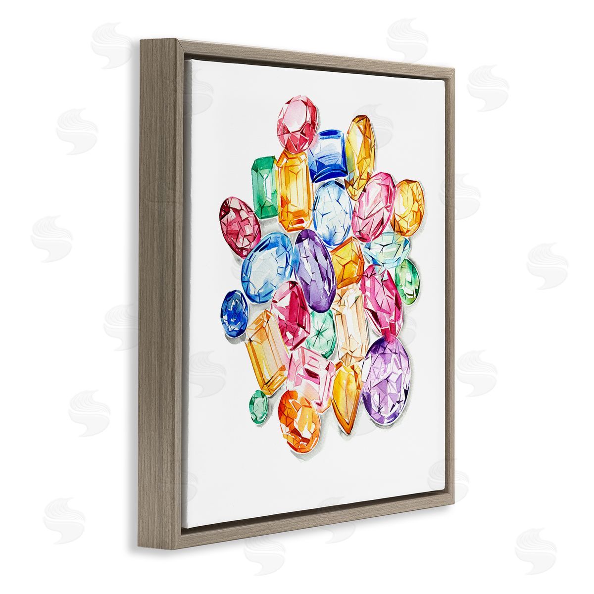 Enya Todd Luxury Fashion Gemstones Brown Floating Frame Canvas Wall Art Print