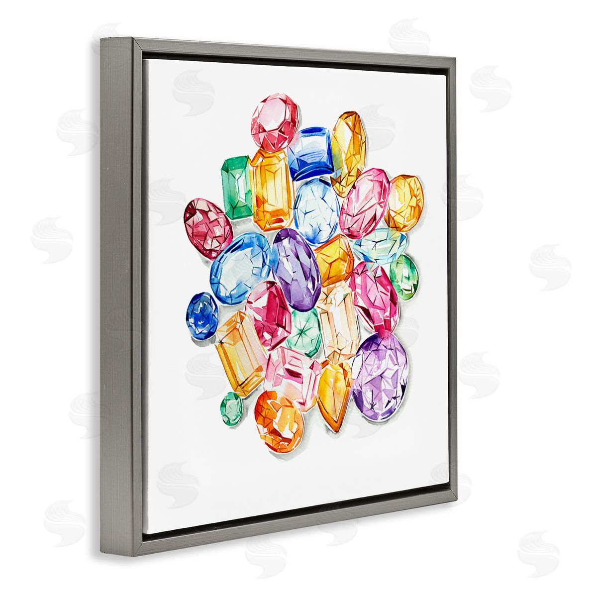 Enya Todd Luxury Fashion Gemstones Gray Floating Frame Canvas Wall Art Print