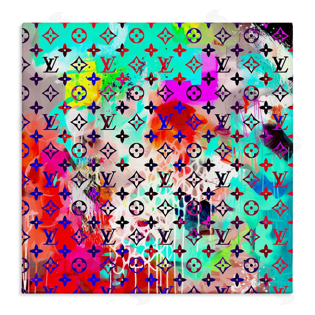 Ziwei Li Urban Glam Logo Pattern Stretched Canvas Wall Art Print