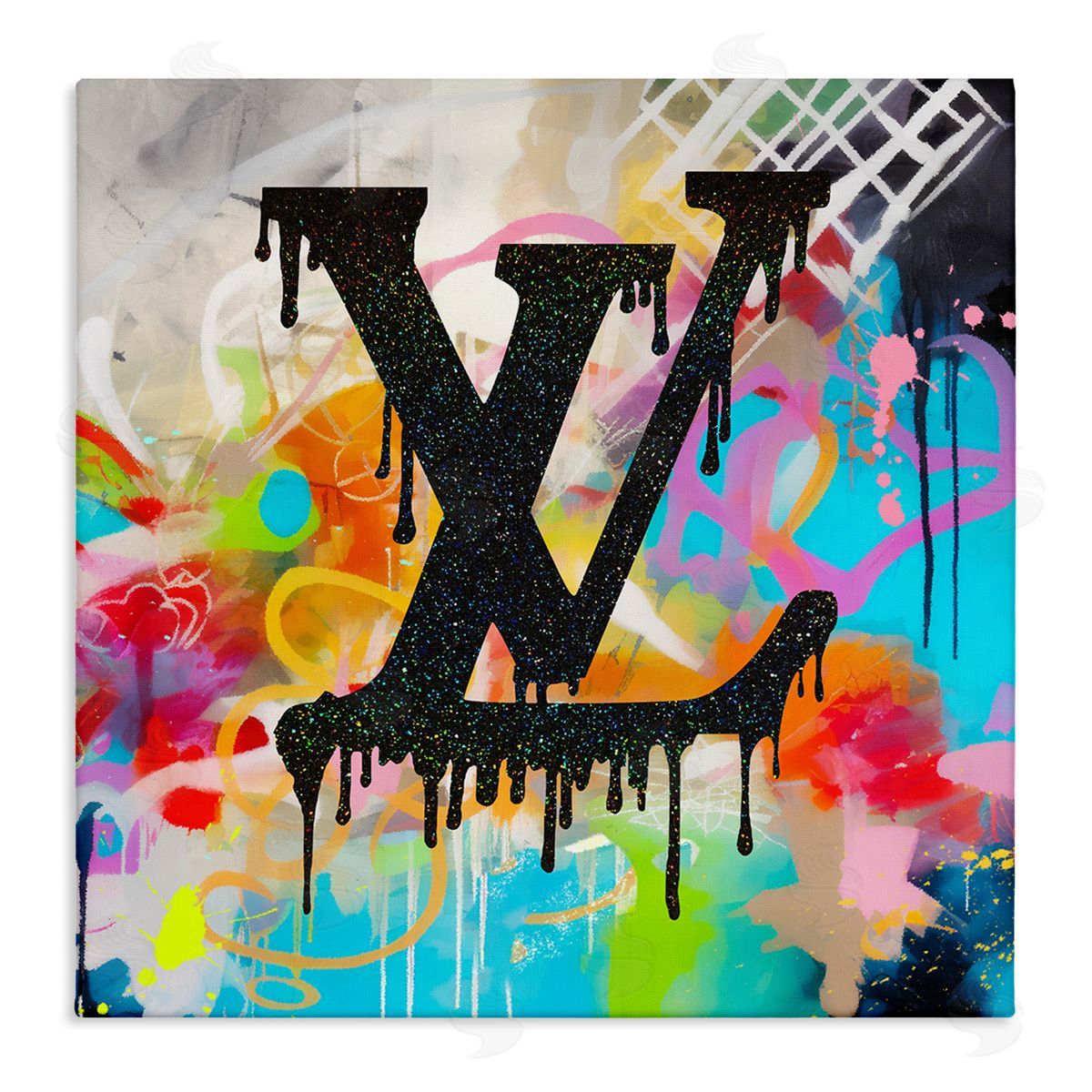 Ziwei Li Fashion Logo on Graffiti Stretched Canvas Wall Art Print