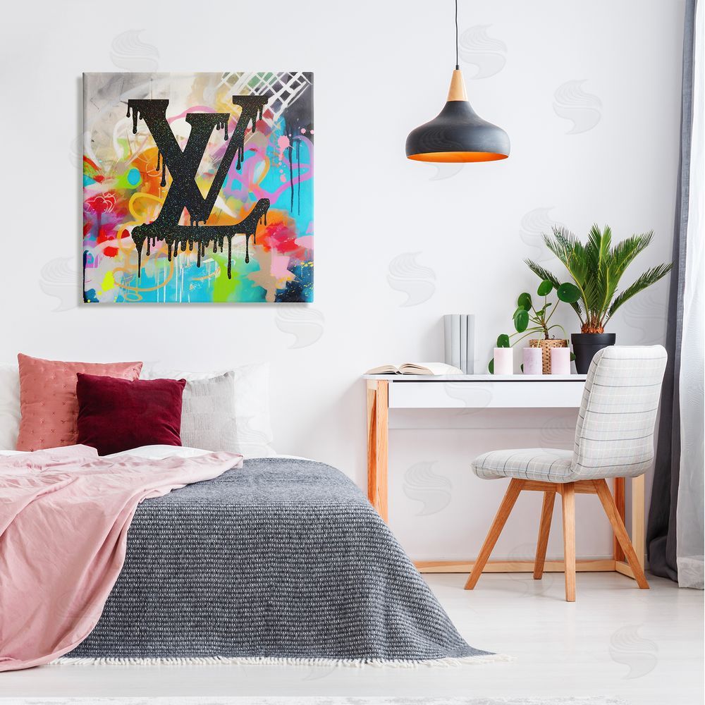 Ziwei Li Fashion Logo on Graffiti Canvas Wall Art in Room