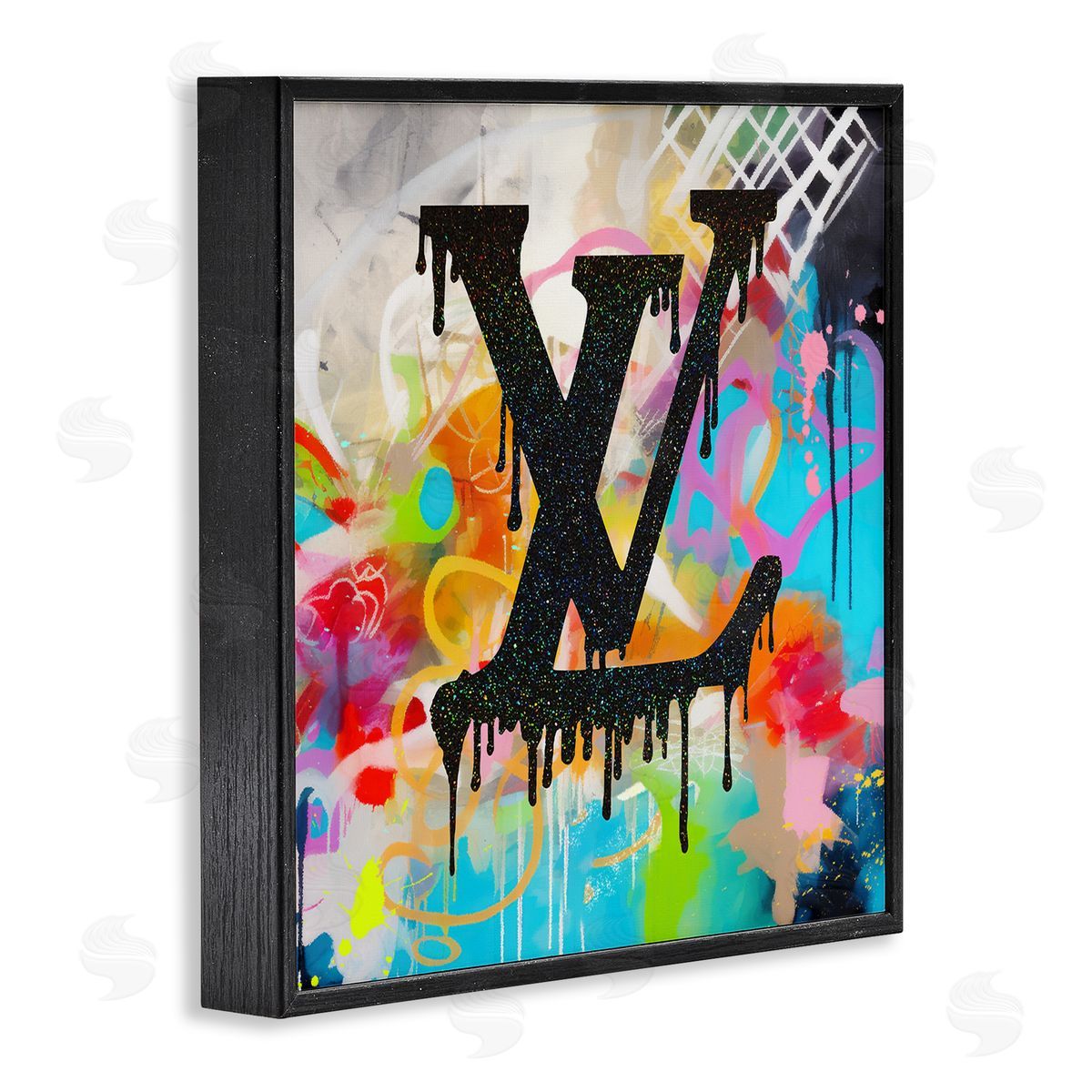 Ziwei Li Fashion Logo on Graffiti Black Framed Glicee Wall Art Print