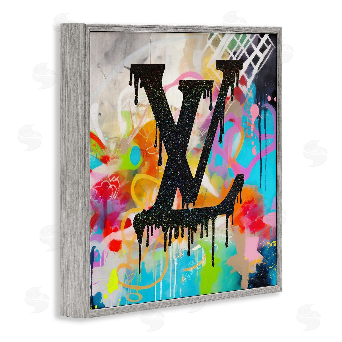 Ziwei Li Fashion Logo on Graffiti Gray Framed Glicee Wall Art Print