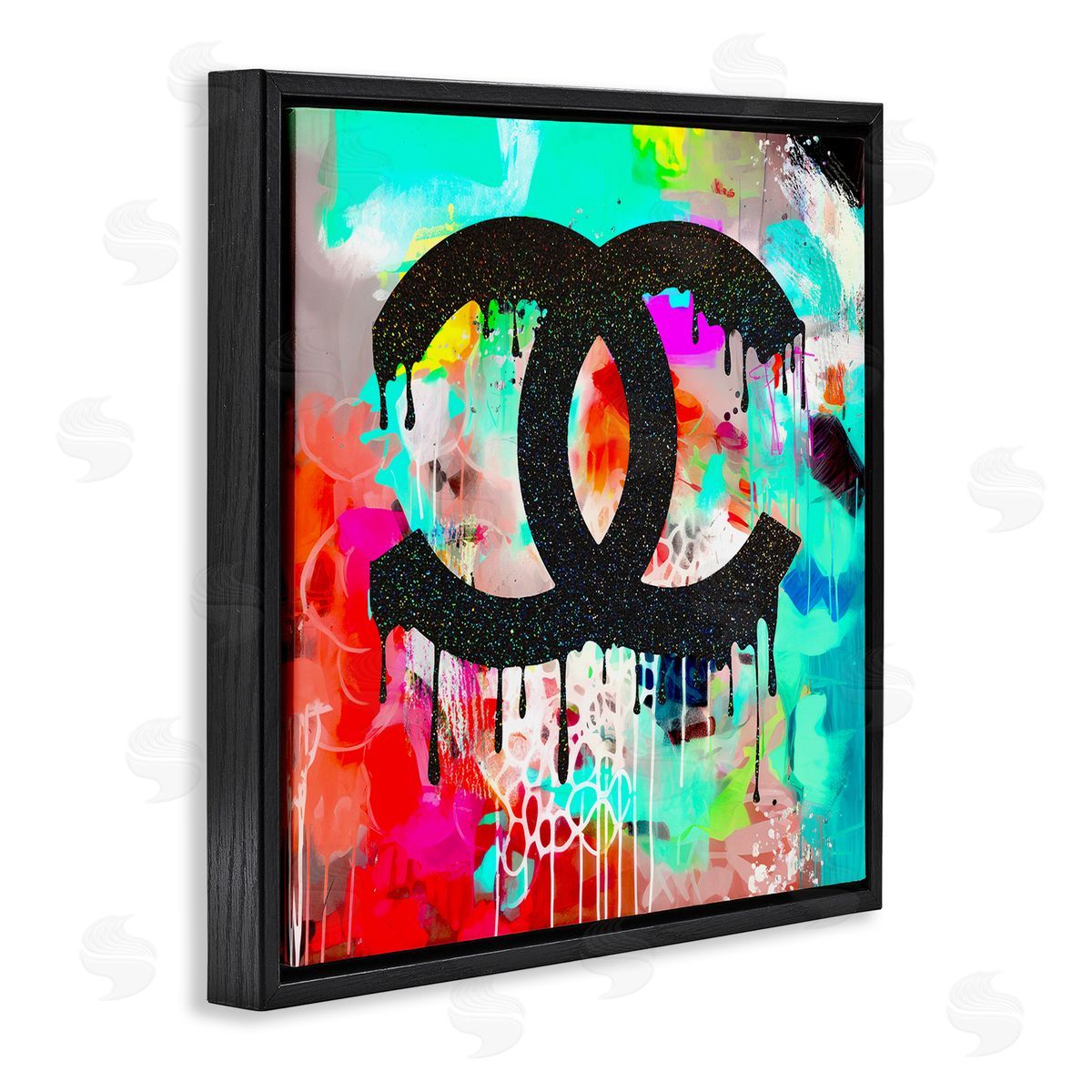 Ziwei Li Glam Drip on Graffiti Black Floating Frame Canvas Wall Art Print