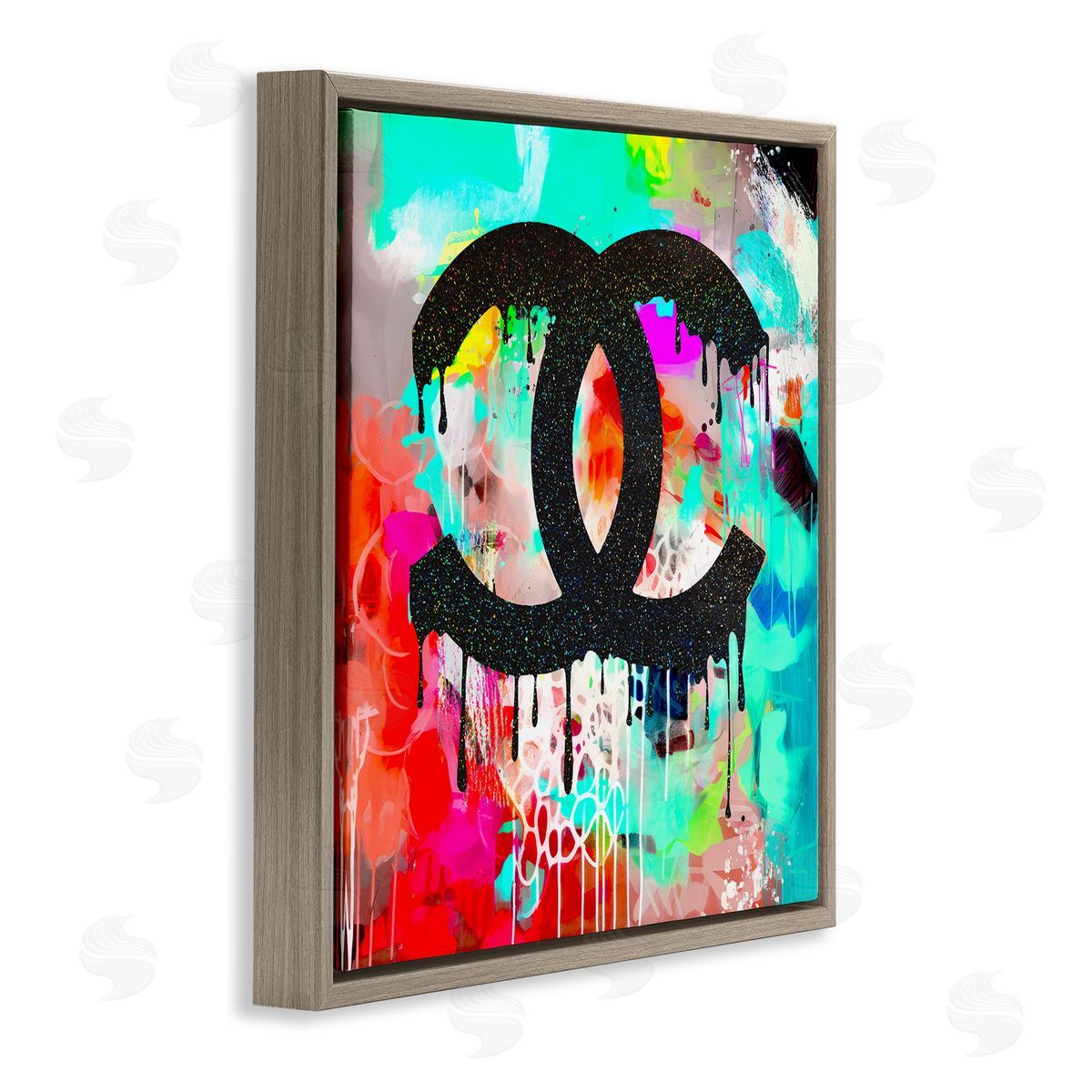 Ziwei Li Glam Drip on Graffiti Brown Floating Frame Canvas Wall Art Print