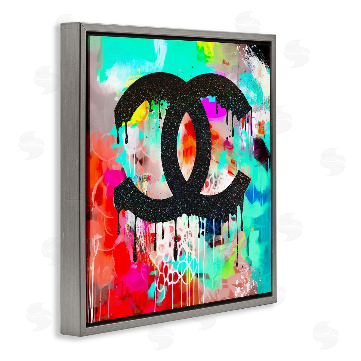 Ziwei Li Glam Drip on Graffiti Gray Floating Frame Canvas Wall Art Print