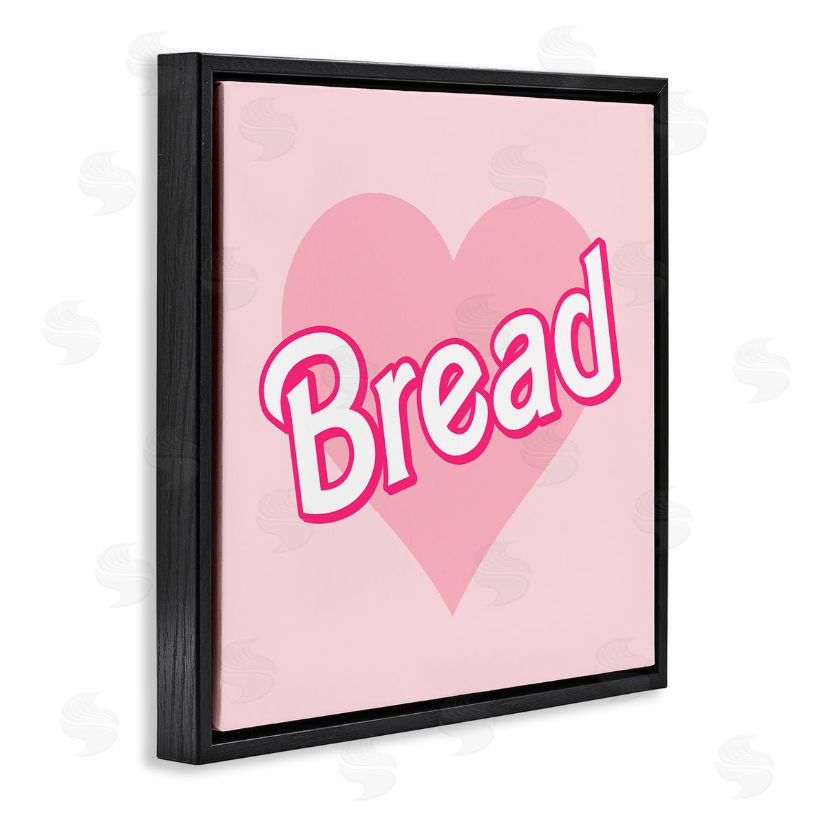 Stupell Studio Bread Pink Heart Phrase Black Floating Frame Canvas Wall Art Print