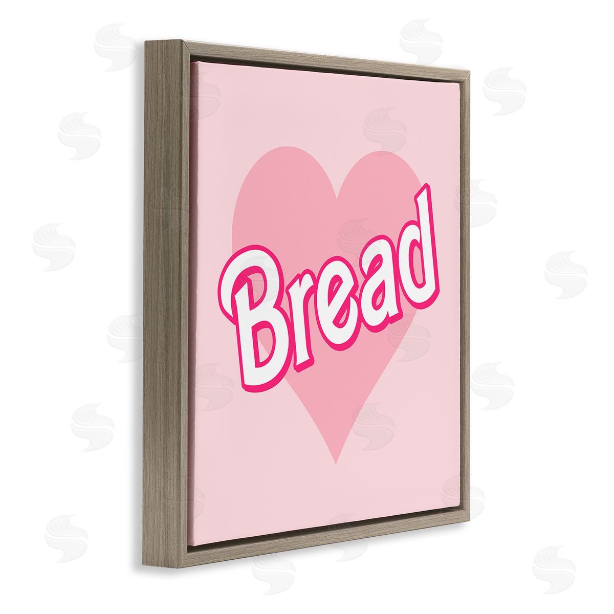 Stupell Studio Bread Pink Heart Phrase Brown Floating Frame Canvas Wall Art Print