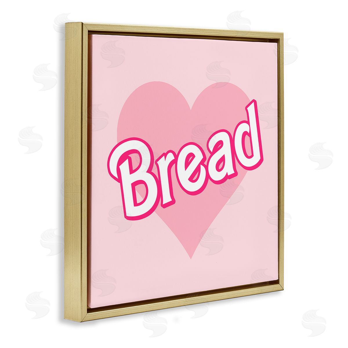 Stupell Studio Bread Pink Heart Phrase Gold Floating Frame Canvas Wall Art Print
