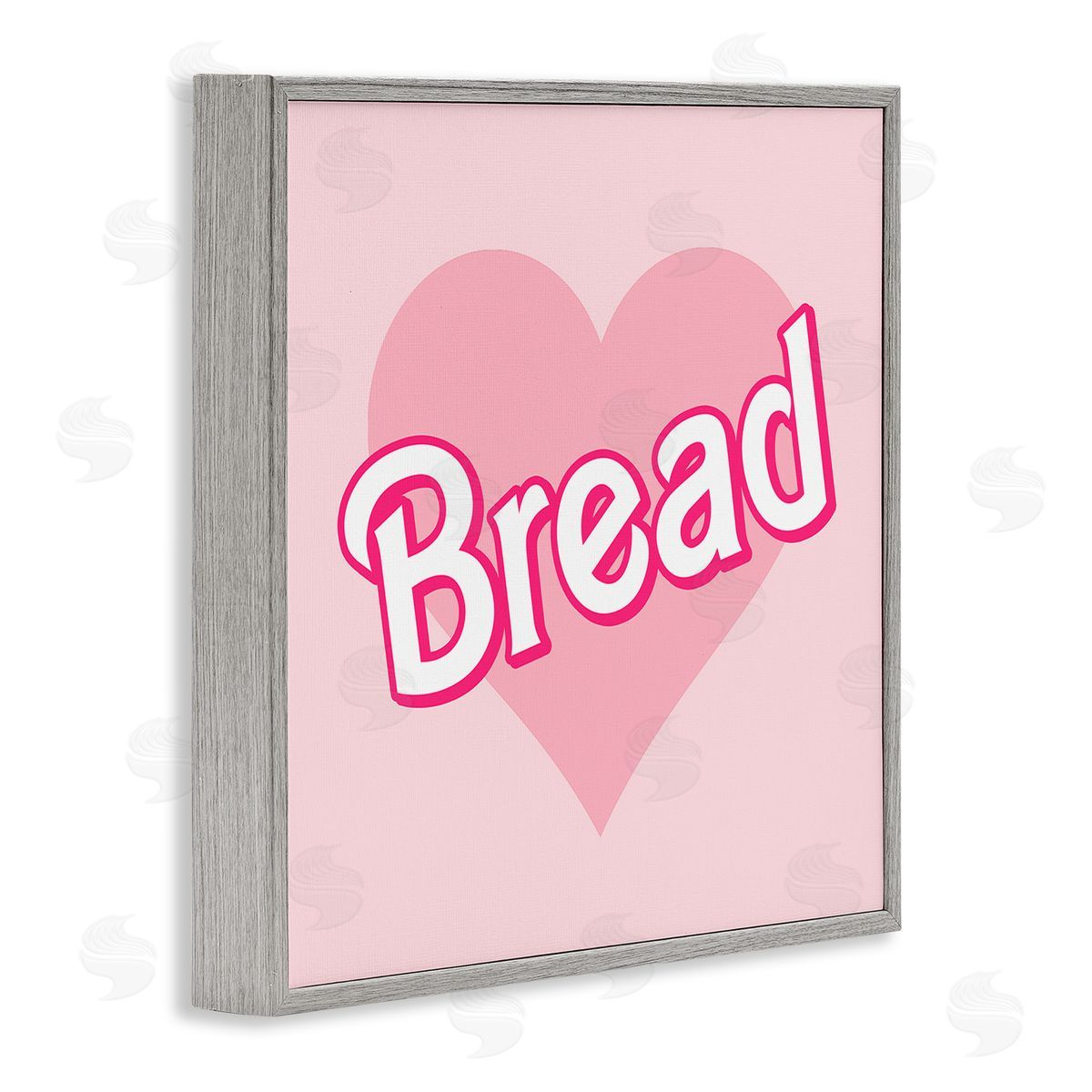 Stupell Studio Bread Pink Heart Phrase Gray Framed Glicee Wall Art Print