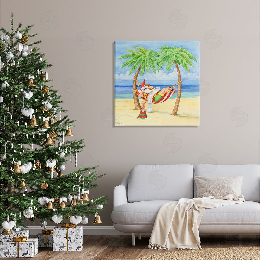 Paul Brent Santa on Beach Hammock Canvas Wall Art in Room