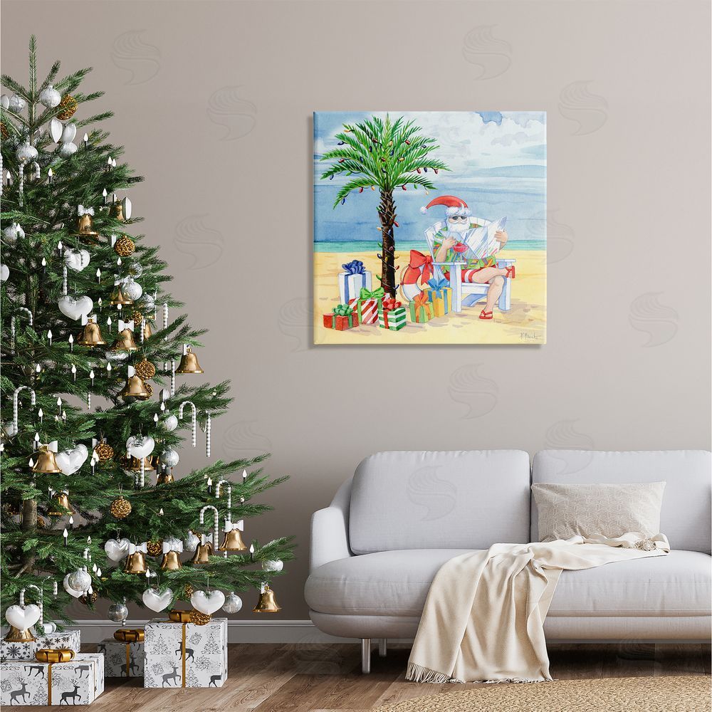 Paul Brent Santa Claus on Beach Canvas Wall Art in Room