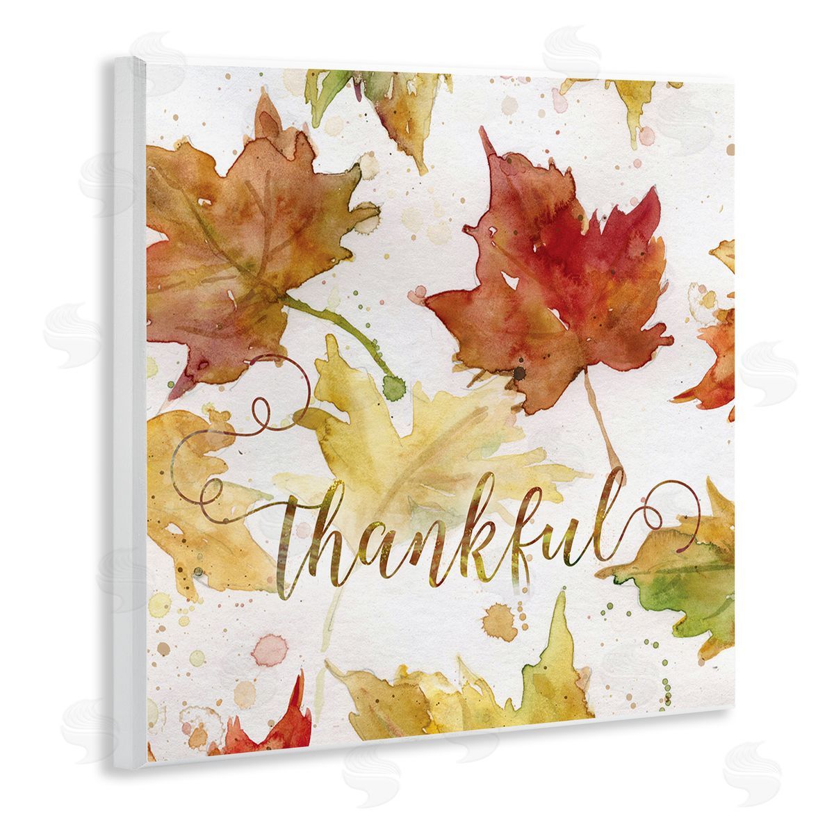 Carol Robinson Thankful Fall Leaves Wooden Wall Plaque Art Print