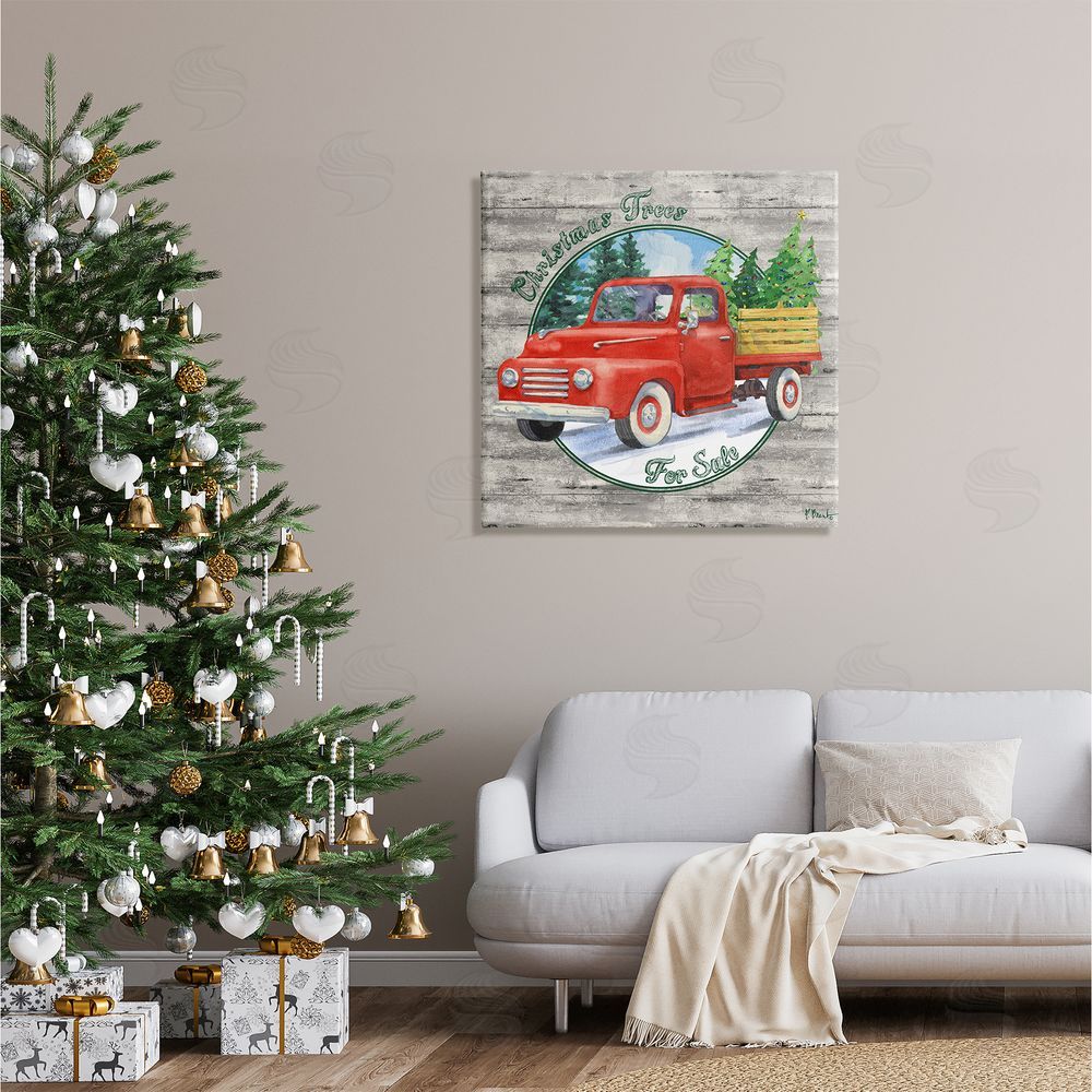 Paul Brent Christmas Tree Truck Canvas Wall Art in Room