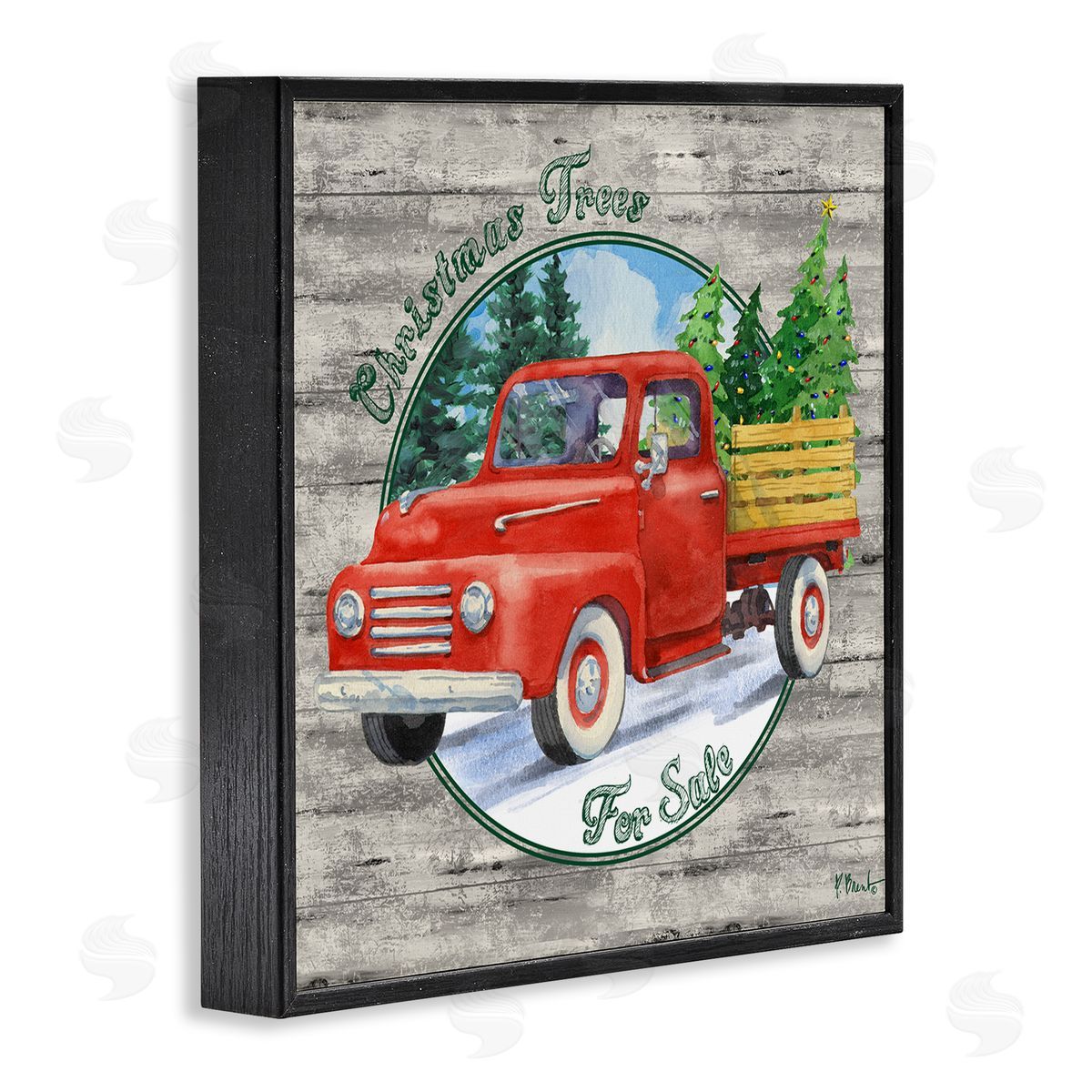 Paul Brent Christmas Tree Truck Black Framed Glicee Wall Art Print