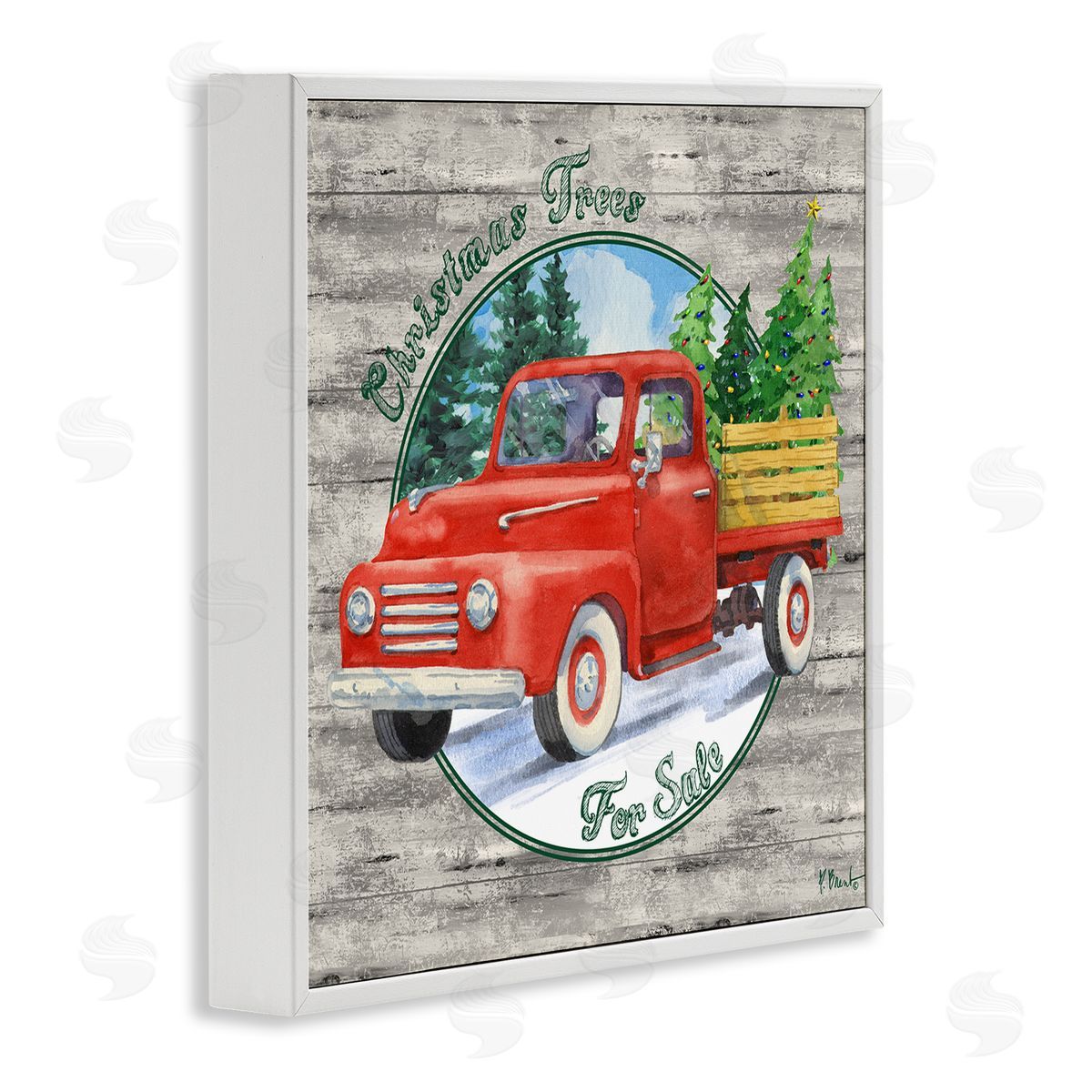 Paul Brent Christmas Tree Truck White Framed Glicee Wall Art Print