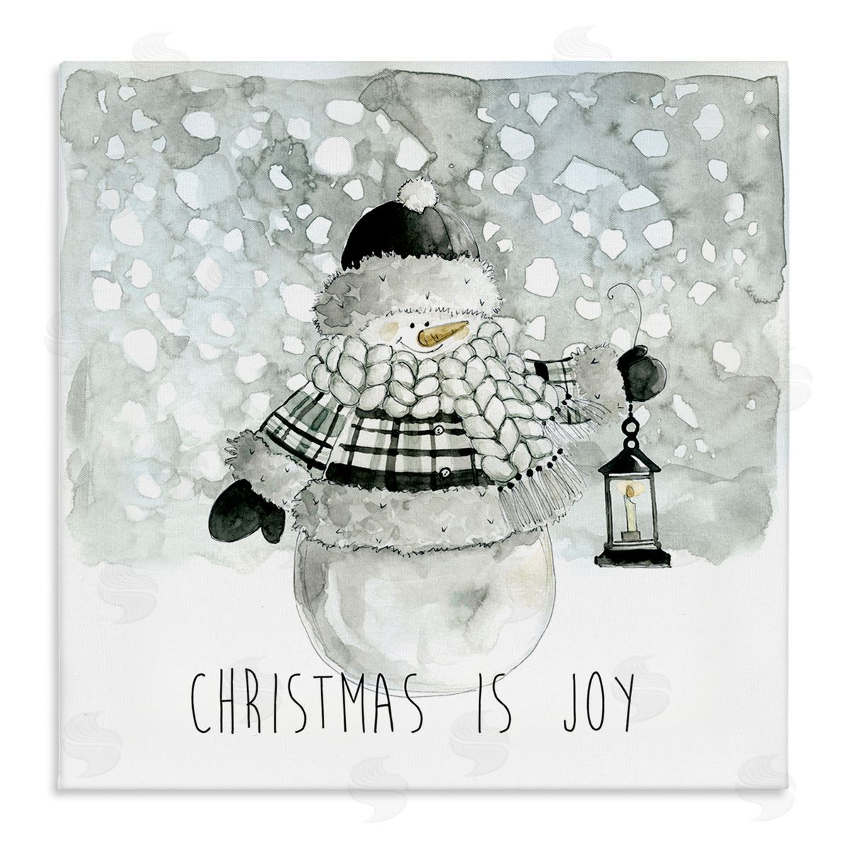 Carol Robinson Christmas is Joy Snowman Stretched Canvas Wall Art Print