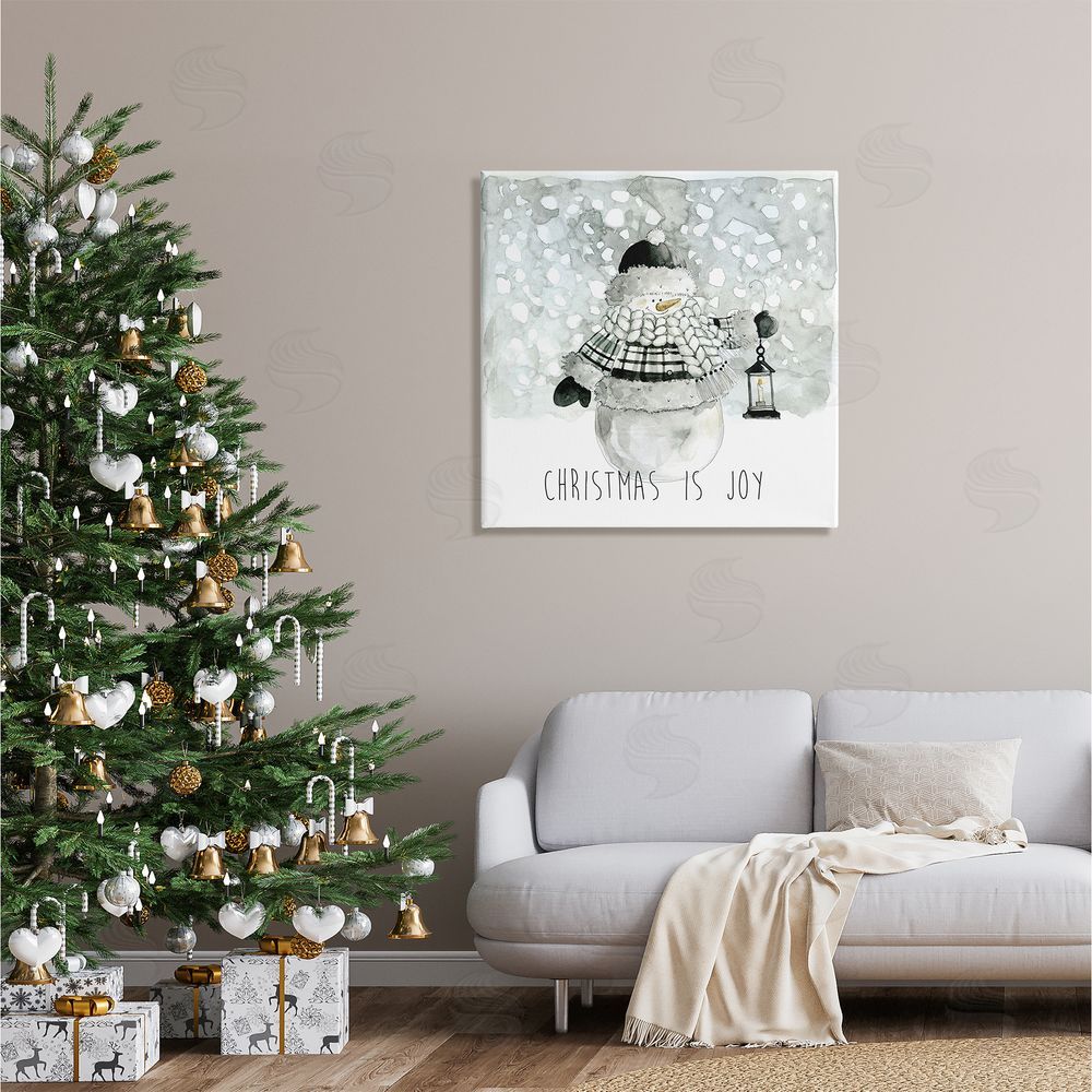 Carol Robinson Christmas is Joy Snowman Canvas Wall Art in Room