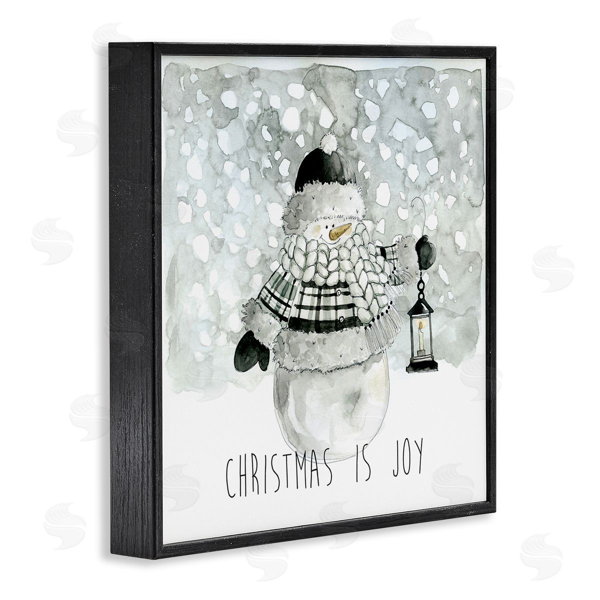 Carol Robinson Christmas is Joy Snowman Black Framed Glicee Wall Art Print