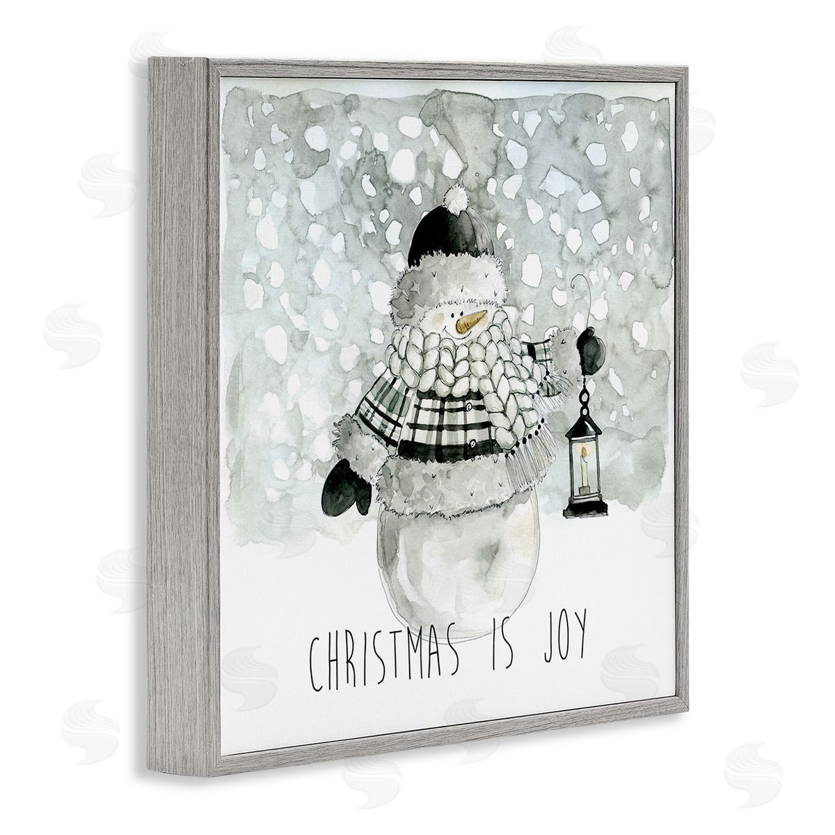 Carol Robinson Christmas is Joy Snowman Gray Framed Glicee Wall Art Print