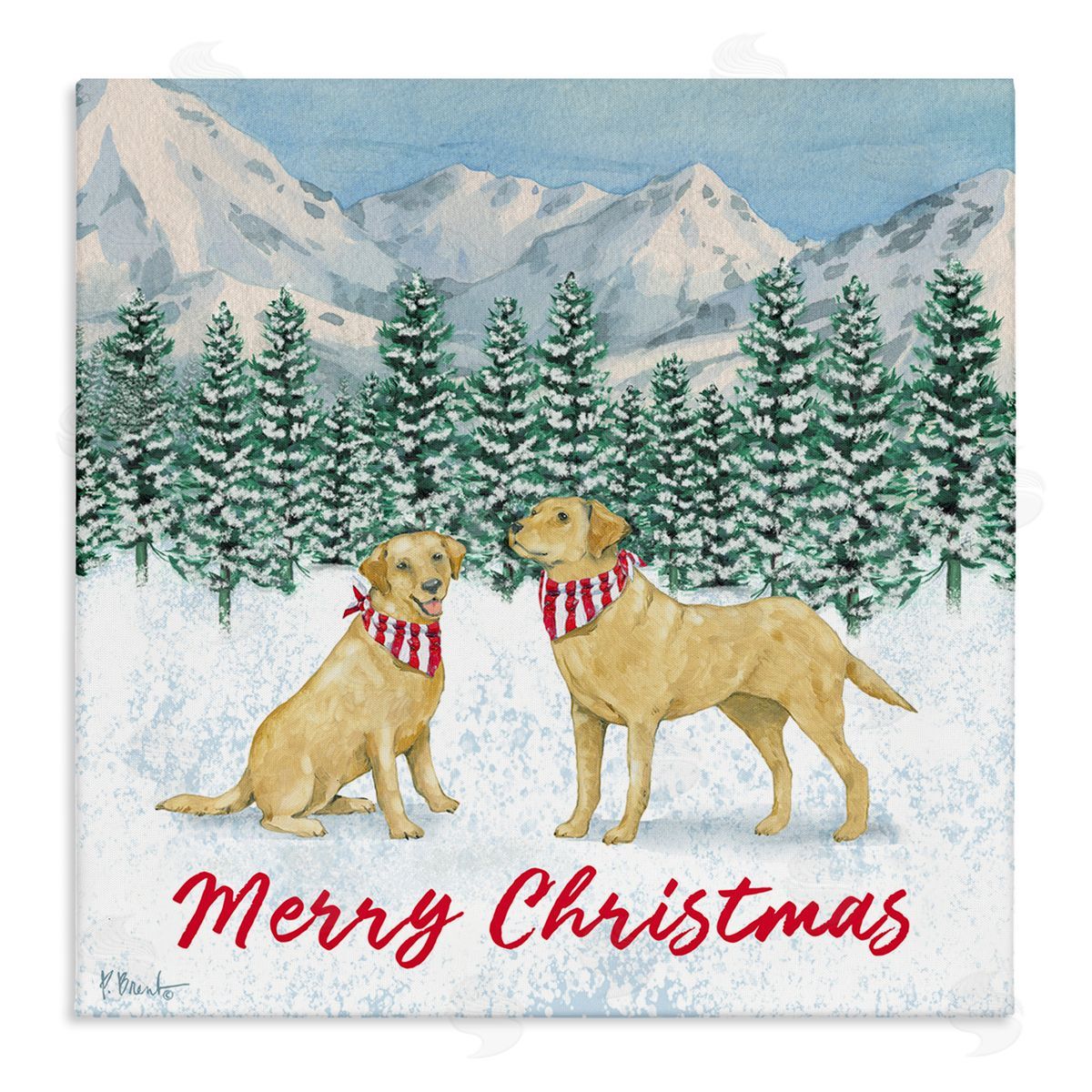 Paul Brent Merry Christmas Dogs Stretched Canvas Wall Art Print