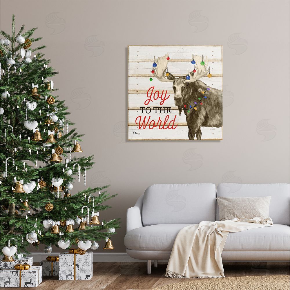 Paul Brent Moose with Festive Lights Canvas Wall Art in Room