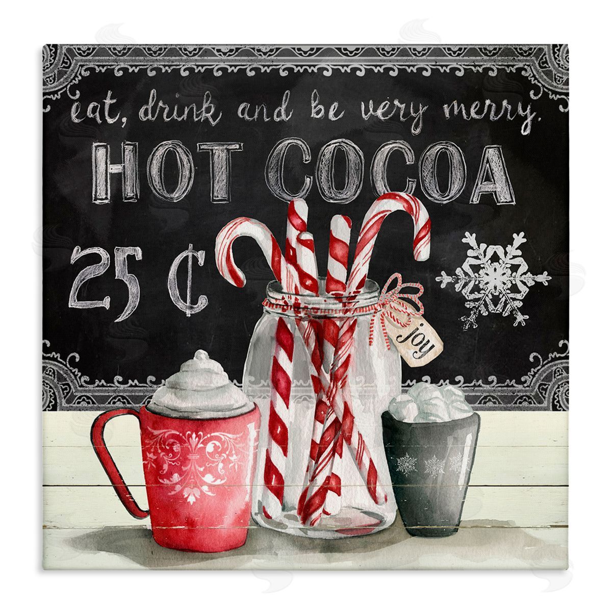 Cocoa & Candy Canes Canvas Wall Art, Home Decor by Carol Robinson