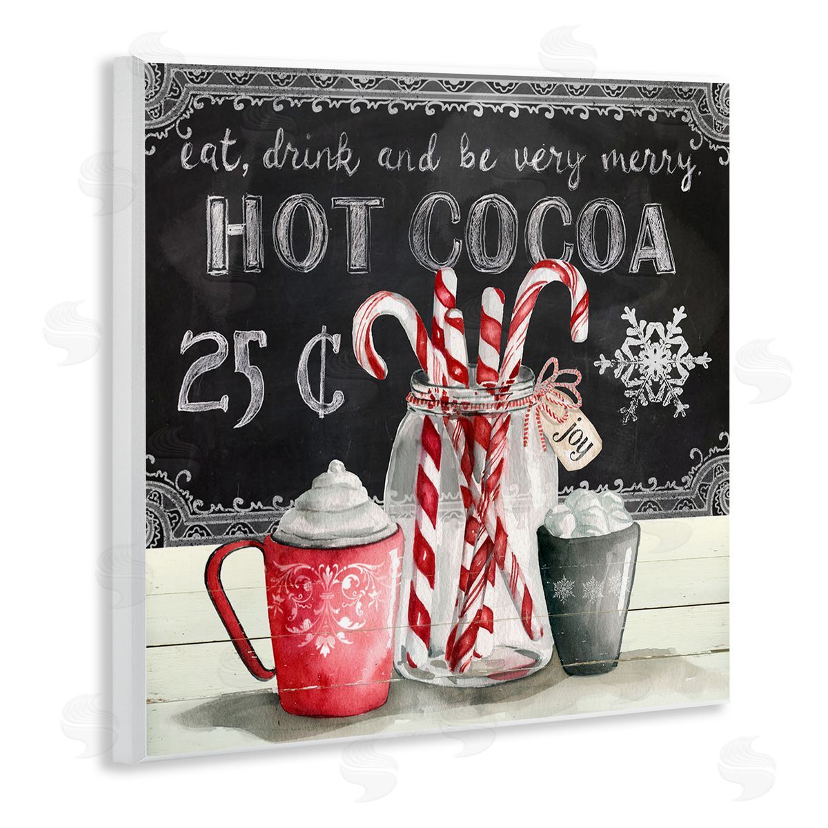 Cocoa & Candy Canes Wood Plaque Wall Art, Home Decor by Carol Robinson