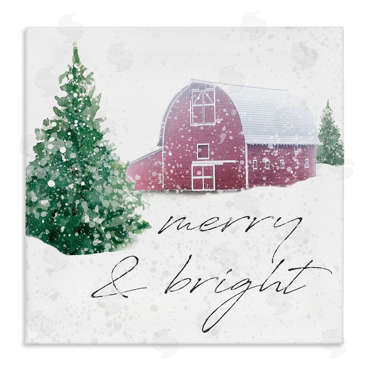 Carol Robinson Merry & Bright Snowy Barn Stretched Canvas Wall Art Print