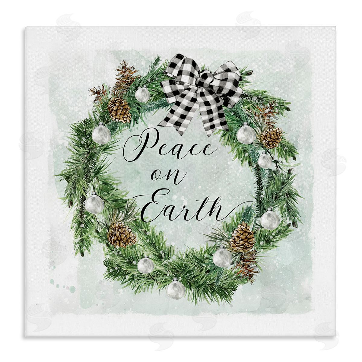 Carol Robinson Peace Seasonal Wreath Stretched Canvas Wall Art Print